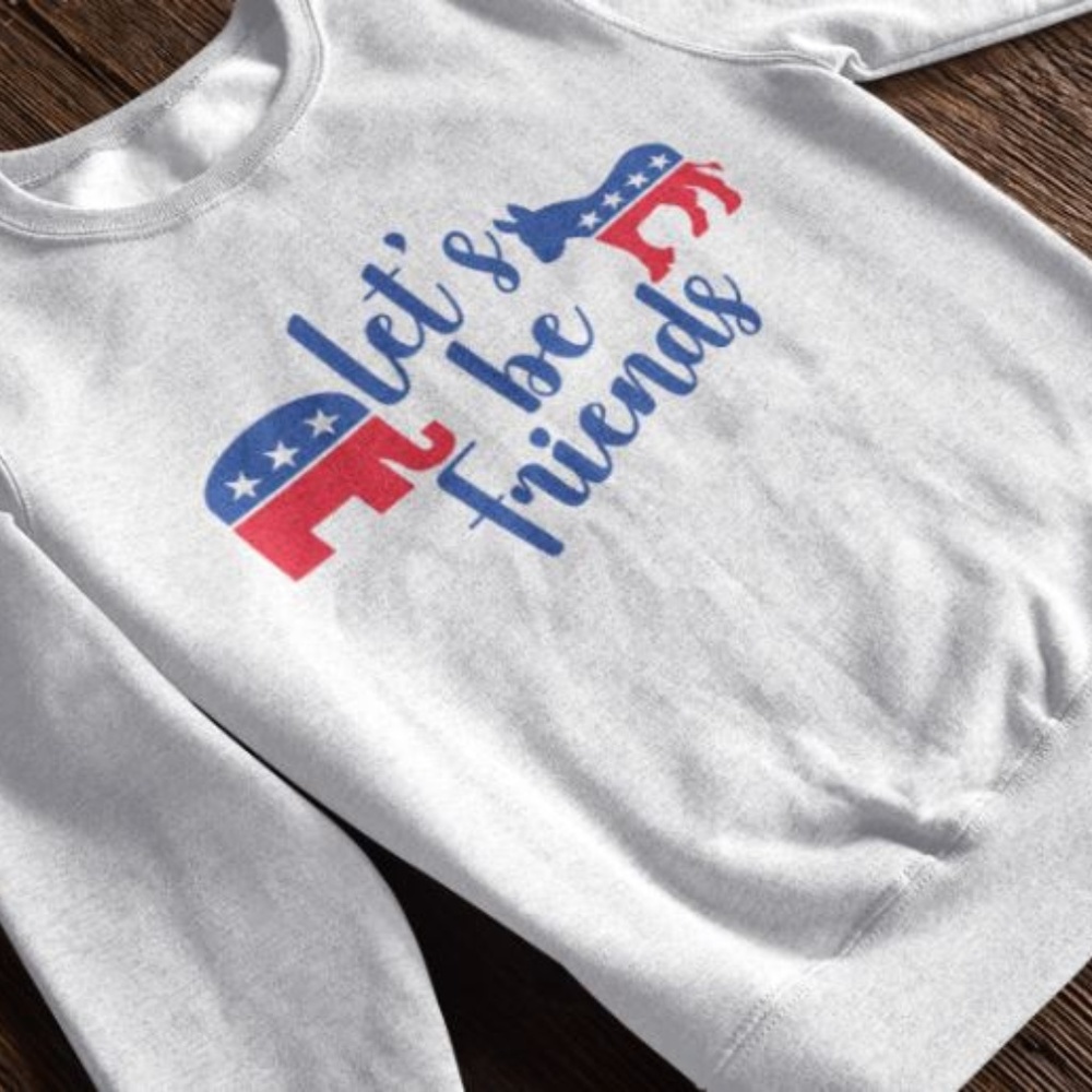 LET'S BE FRIENDS Politics Sweatshirt White